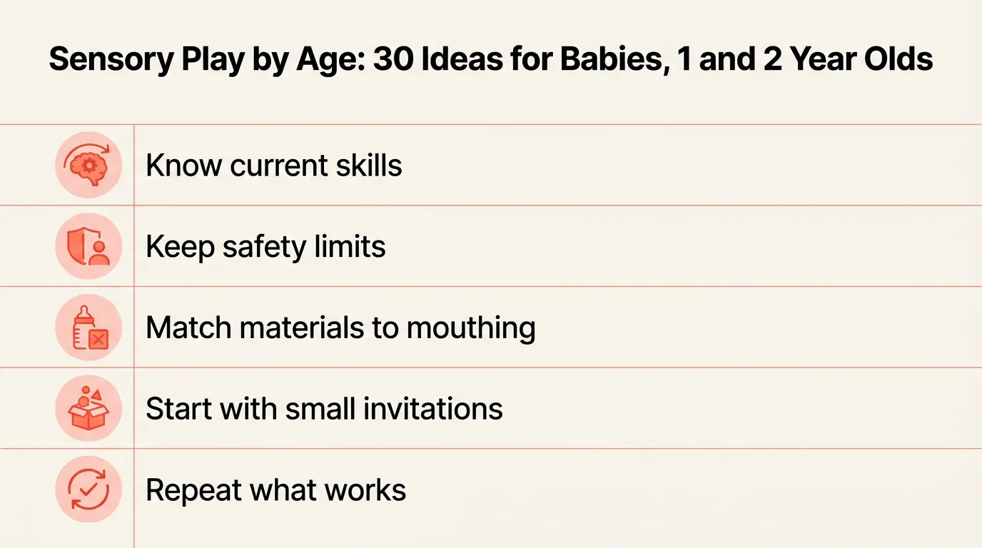 Choosing sensory play by current skills, mouthing and supervision rather than age alone
